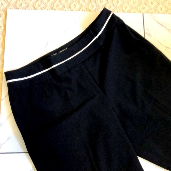 LARRY LEVINE-Black & White Trim Stretch High Waist Wide Leg Crop -Size 10 - Picture 3 of 7